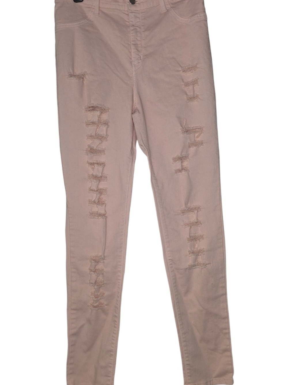Encore Jeans Women's Straight Leg Distressed Pale Pink Jeans Size 15